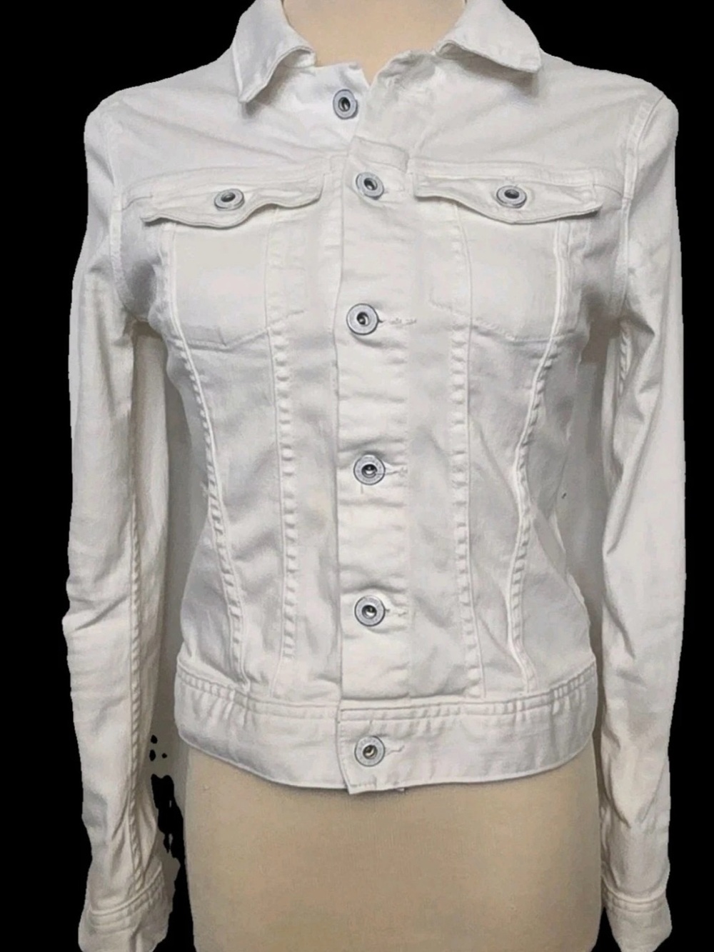 AG Adriano Goldschmied White Denim Jacket The Robyn Cropped Womens Size M EC